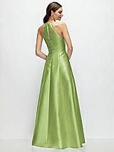 Rear View Thumbnail - Mojito Jewel Neck Halter Full A-Line Satin Maxi Dress