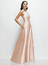 Side View Thumbnail - Cameo Jewel Neck Halter Full A-Line Satin Maxi Dress