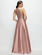 Rear View Thumbnail - Neu Nude Jewel Neck Halter Full A-Line Satin Maxi Dress