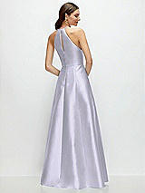 Rear View Thumbnail - Silver Dove Jewel Neck Halter Full A-Line Satin Maxi Dress