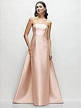 Side View Thumbnail - Cameo Strapless Satin Column Dress with Removeable Watteau Train