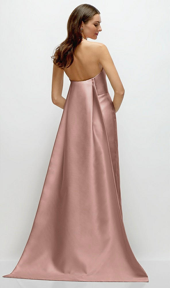 Back View - Neu Nude Strapless Satin Column Dress with Removeable Watteau Train