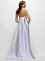 Rear View Thumbnail - Silver Dove Strapless Satin Column Dress with Removeable Watteau Train