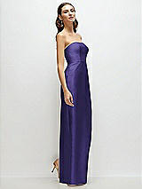 Side View Thumbnail - Grape Strapless Satin Column Dress with Back Slit