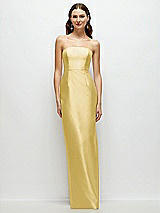 Front View Thumbnail - Maize Strapless Satin Column Dress with Back Slit