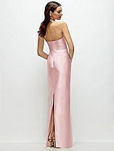 Rear View Thumbnail - Ballet Pink Strapless Satin Column Dress with Back Slit