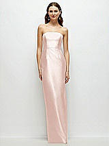 Front View Thumbnail - Blush Strapless Satin Column Dress with Back Slit