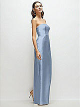 Side View Thumbnail - Cloudy Strapless Satin Column Dress with Back Slit