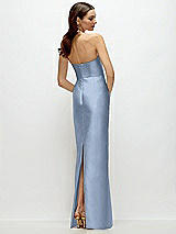 Rear View Thumbnail - Cloudy Strapless Satin Column Dress with Back Slit