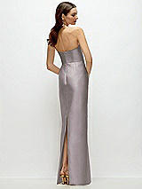 Rear View Thumbnail - Cashmere Gray Strapless Satin Column Dress with Back Slit