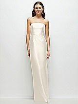 Front View Thumbnail - Ivory Strapless Satin Column Dress with Back Slit