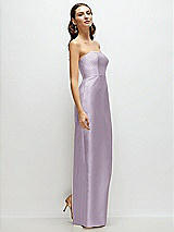 Side View Thumbnail - Lilac Haze Strapless Satin Column Dress with Back Slit