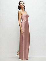 Side View Thumbnail - Neu Nude Strapless Satin Column Dress with Back Slit