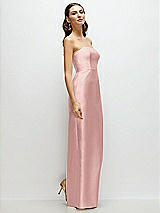 Side View Thumbnail - Rose - PANTONE Rose Quartz Strapless Satin Column Dress with Back Slit