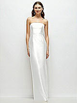 Front View Thumbnail - White Strapless Satin Column Dress with Back Slit