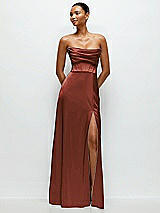 Alt View 1 Thumbnail - Auburn Moon A-Line Satin Maxi Dress with Convertible Off-the-Shoulder or Strapless Looks 