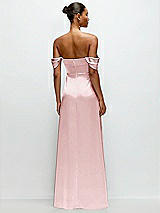 Rear View Thumbnail - Ballet Pink A-Line Satin Maxi Dress with Convertible Off-the-Shoulder or Strapless Looks 