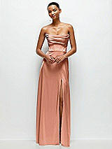 Alt View 2 Thumbnail - Copper Penny A-Line Satin Maxi Dress with Convertible Off-the-Shoulder or Strapless Looks 