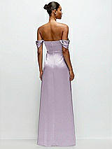 Rear View Thumbnail - Lilac Haze A-Line Satin Maxi Dress with Convertible Off-the-Shoulder or Strapless Looks 