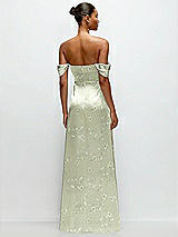 Rear View Thumbnail - Vintage Primrose Celadon Floral A-Line Satin Maxi Dress with Convertible Off-the-Shoulder or Strapless Looks 