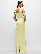 Rear View Thumbnail - Butter Yellow High Neck Sleeveless Cap Shoulder Satin Maxi Dress