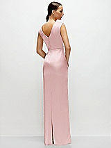 Rear View Thumbnail - Ballet Pink High Neck Sleeveless Cap Shoulder Satin Maxi Dress