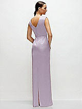 Rear View Thumbnail - Lilac Haze High Neck Sleeveless Cap Shoulder Satin Maxi Dress