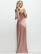 Rear View Thumbnail - Neu Nude Stand Collar Bias Satin Maxi Dress with Self-Tie Bow Back