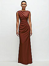 Front View Thumbnail - Auburn Moon Sleeveless Cap Shoulder Crepe Maxi Dress with Trumpet Skirt