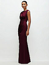 Side View Thumbnail - Cabernet Sleeveless Cap Shoulder Crepe Maxi Dress with Trumpet Skirt