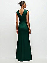 Rear View Thumbnail - Hunter Green Sleeveless Cap Shoulder Crepe Maxi Dress with Trumpet Skirt