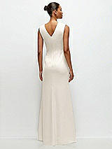 Rear View Thumbnail - Ivory Sleeveless Cap Shoulder Crepe Maxi Dress with Trumpet Skirt