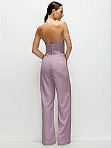 Rear View Thumbnail - Suede Rose Strapless Cat-Eye Corset Crepe Wedding Jumpsuit