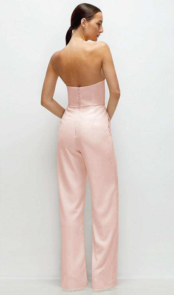 Back View - Blush Strapless Cat-Eye Corset Crepe Wedding Jumpsuit