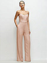 Front View Thumbnail - Cameo Strapless Cat-Eye Corset Crepe Wedding Jumpsuit