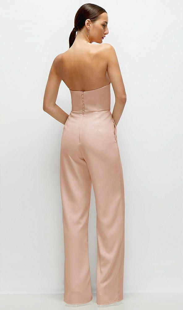 Back View - Cameo Strapless Cat-Eye Corset Crepe Wedding Jumpsuit