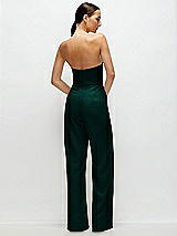 Rear View Thumbnail - Evergreen Strapless Cat-Eye Corset Crepe Wedding Jumpsuit