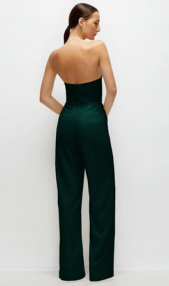 Back View - Evergreen Strapless Cat-Eye Corset Crepe Wedding Jumpsuit