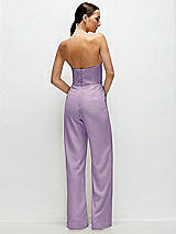 Rear View Thumbnail - Pale Purple Strapless Cat-Eye Corset Crepe Wedding Jumpsuit