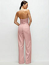 Rear View Thumbnail - Rose - PANTONE Rose Quartz Strapless Cat-Eye Corset Crepe Wedding Jumpsuit