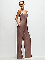 Side View Thumbnail - Sienna Strapless Cat-Eye Corset Crepe Wedding Jumpsuit