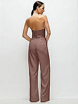 Rear View Thumbnail - Sienna Strapless Cat-Eye Corset Crepe Wedding Jumpsuit