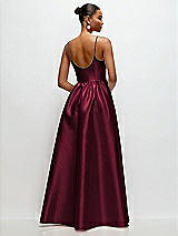 Rear View Thumbnail - Cabernet Scoop Neck Drop Basque Skirt Satin Maxi Dress with Pockets