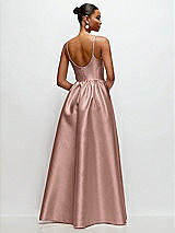 Rear View Thumbnail - Neu Nude Scoop Neck Drop Basque Skirt Satin Maxi Dress with Pockets