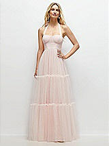 Front View Thumbnail - Ballet Pink Bustier-Style Neu Tulle Tiered Maxi Dress with Convertible Straps