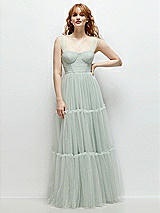 Alt View 1 Thumbnail - Willow Green Bustier-Style Neu Tulle Tiered Maxi Dress with Convertible Straps