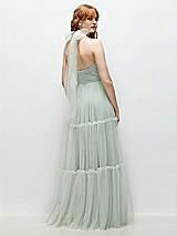 Rear View Thumbnail - Willow Green Bustier-Style Neu Tulle Tiered Maxi Dress with Convertible Straps