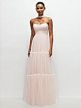 Front View Thumbnail - Ballet Pink Strapless Cat-Eye Neu Tulle Tiered Maxi Dress with Convertible Sash