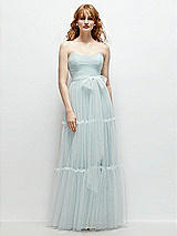 Alt View 1 Thumbnail - Mist Strapless Cat-Eye Neu Tulle Tiered Maxi Dress with Convertible Sash