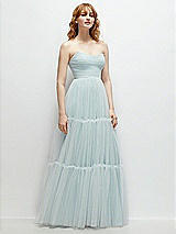 Side View Thumbnail - Mist Strapless Cat-Eye Neu Tulle Tiered Maxi Dress with Convertible Sash